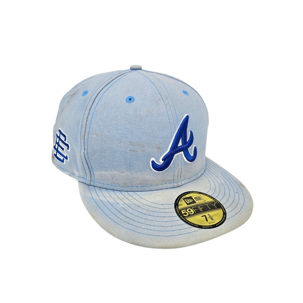 New Era Eric Emanuel Atlanta Braves Hat Size 7 5/8 EE Blue 59Fifty Fitted MLB
